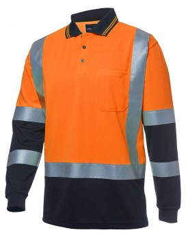 JBS WEAR Hi Vis L/S D+N H Pattern Trad Polo